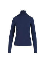 Sofia Soft Viscose Polo Neck Top in Navy