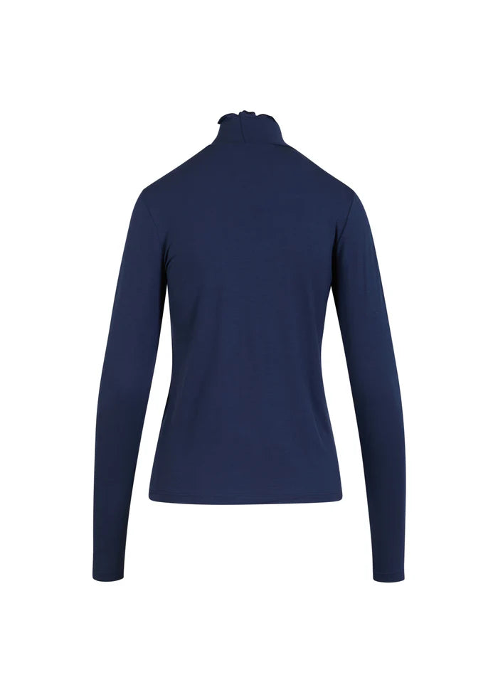 Sofia Soft Viscose Polo Neck Top in Navy