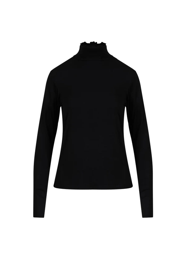 Sofia Soft Viscose Polo Neck Top in Black