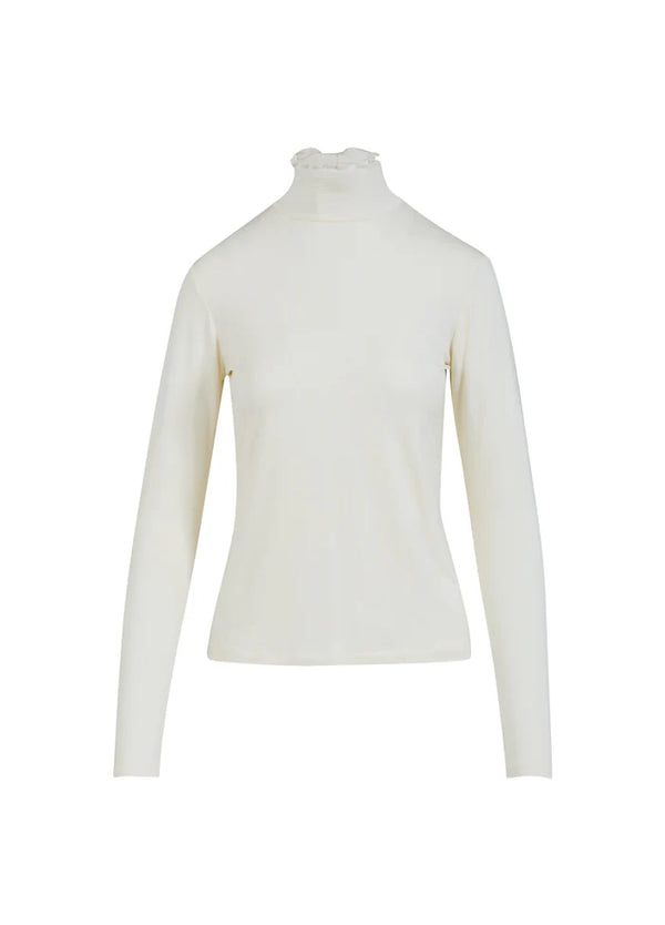 Sofia Soft Viscose Polo Neck Top in Cream