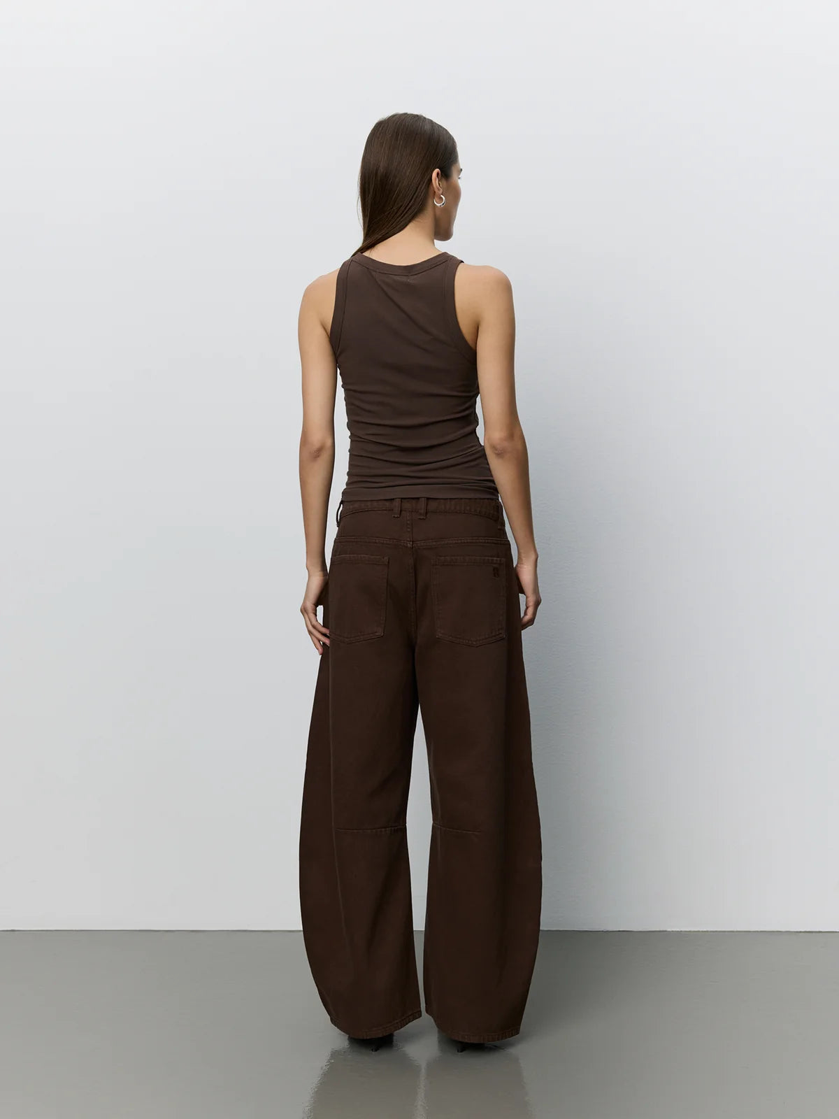 Tomar 100%Cotton Denim Trousers in Dark Brown