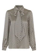 Silk Blouse with Front Bow in Terni Pattern