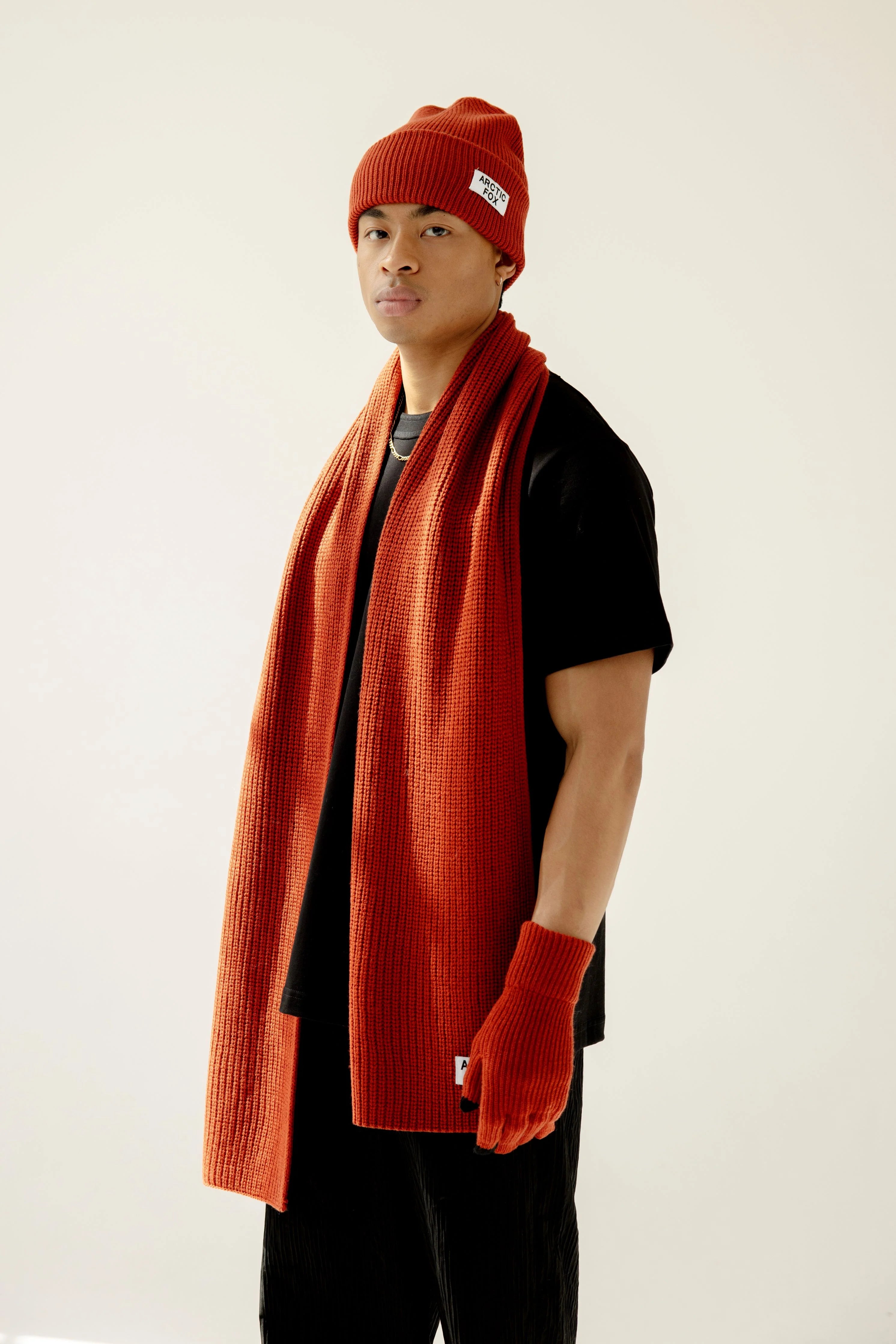 The Recycled Bottle Scarf in Deep Terracotta