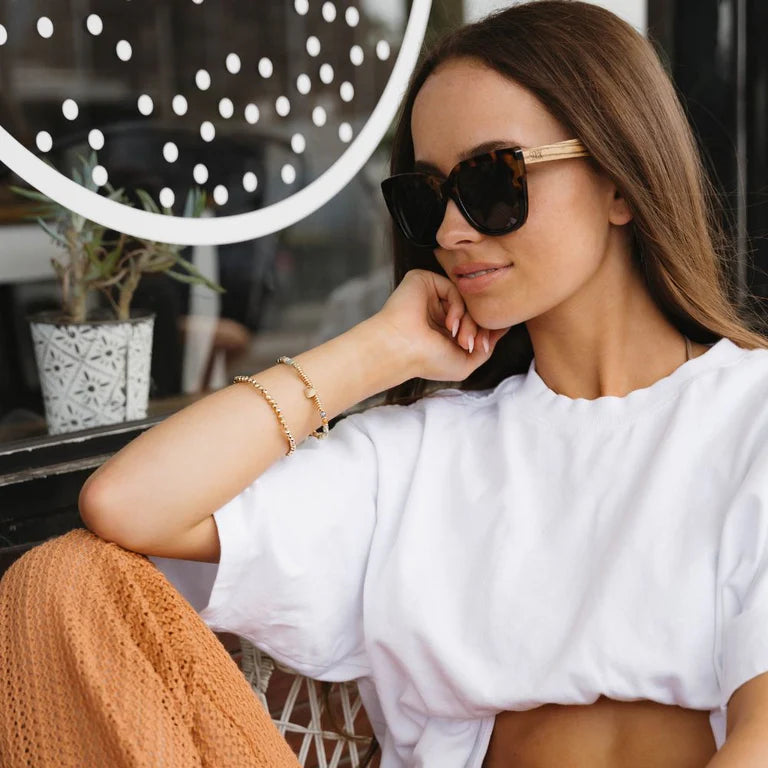 Riviera Toffee Sunglasses with Walnut Arms and Black Polarised Lens