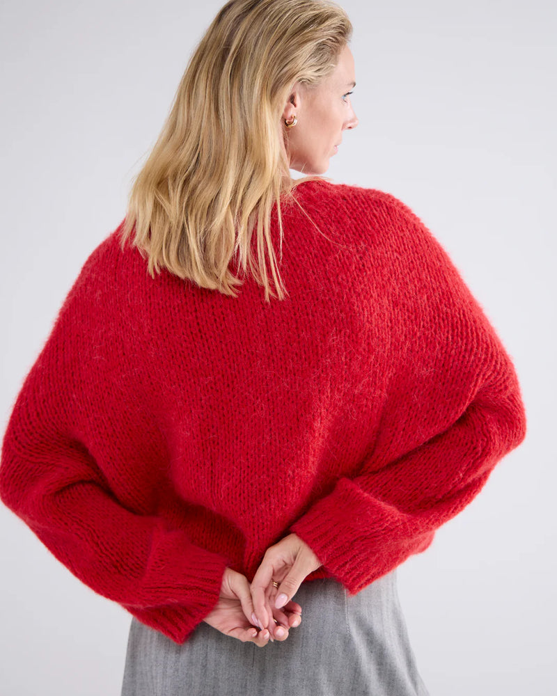 Boxy Jumper with wide knit in True Red