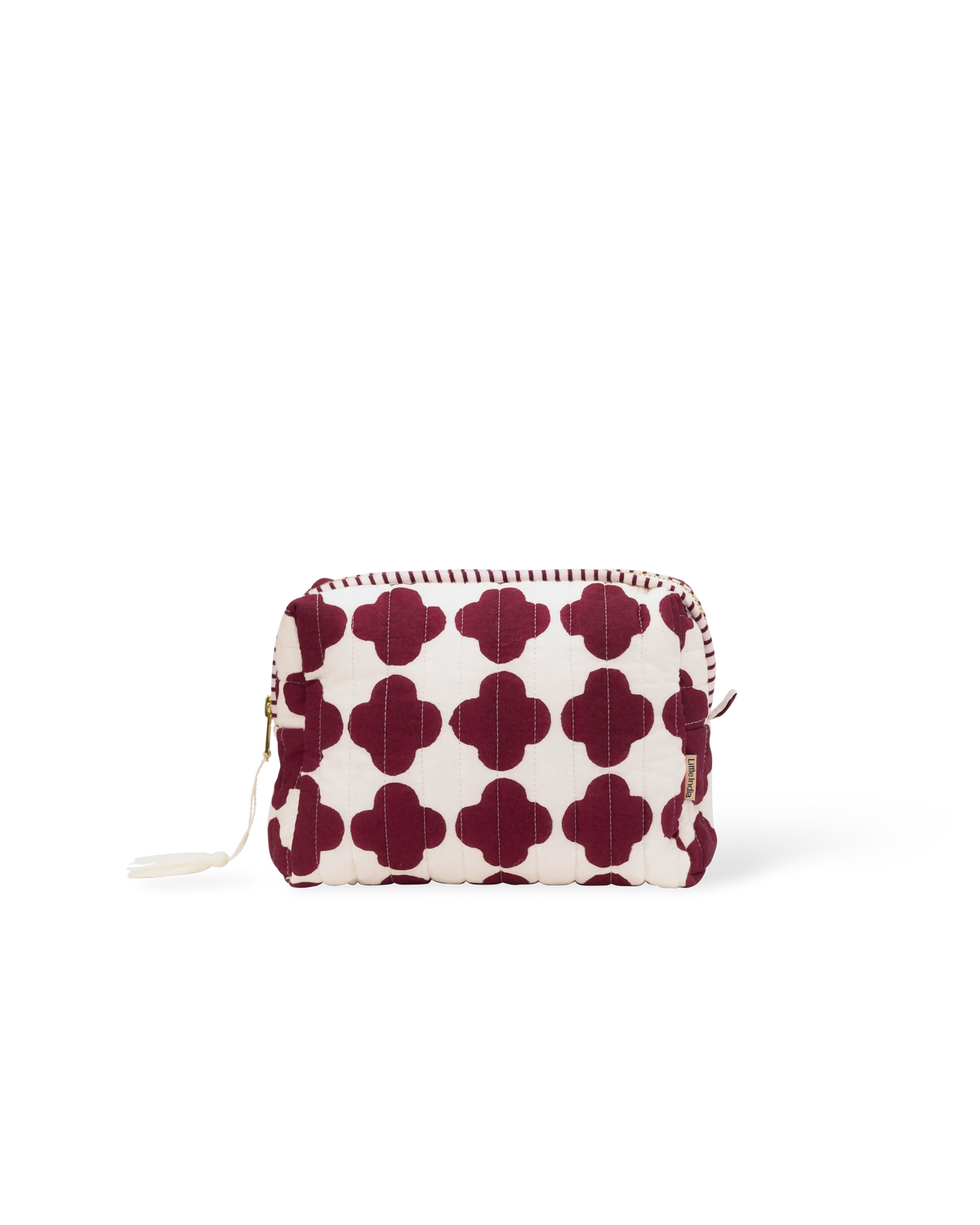 Hand Block Printed Quilted Wash Bag - Clover Tile