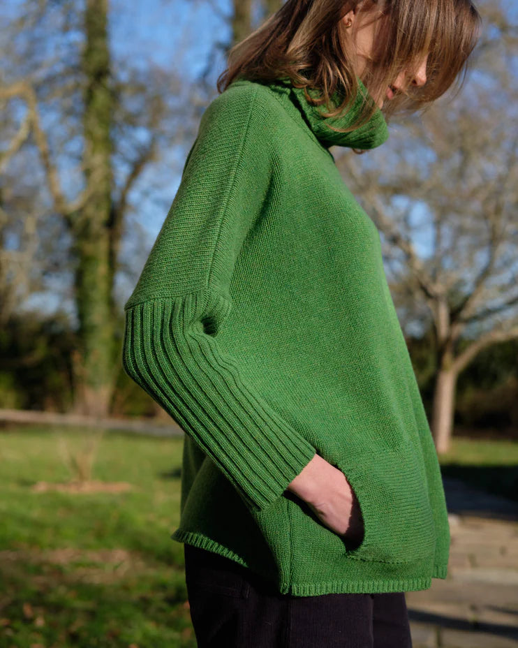 Adela 100% Merino Lambswool Jumper in Watercress