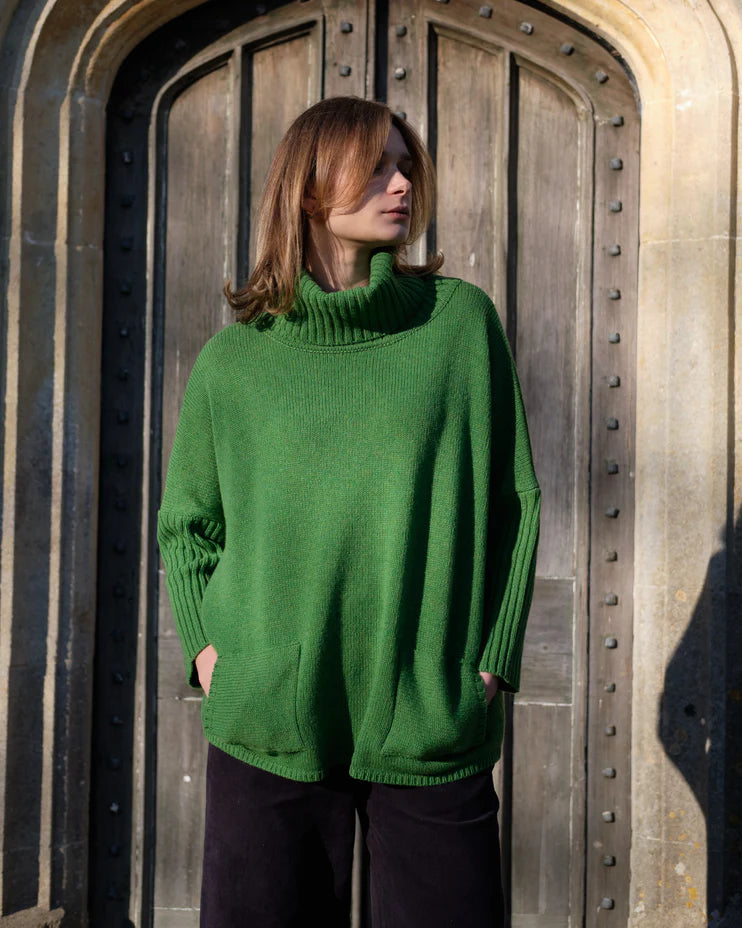 Adela 100% Merino Lambswool Jumper in Watercress