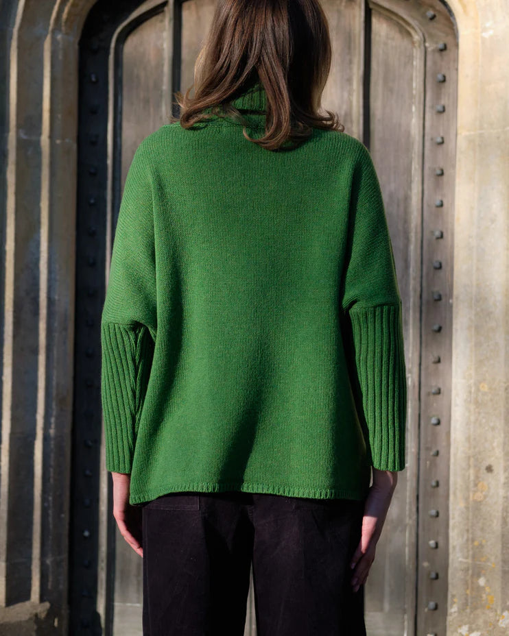 Adela 100% Merino Lambswool Jumper in Watercress