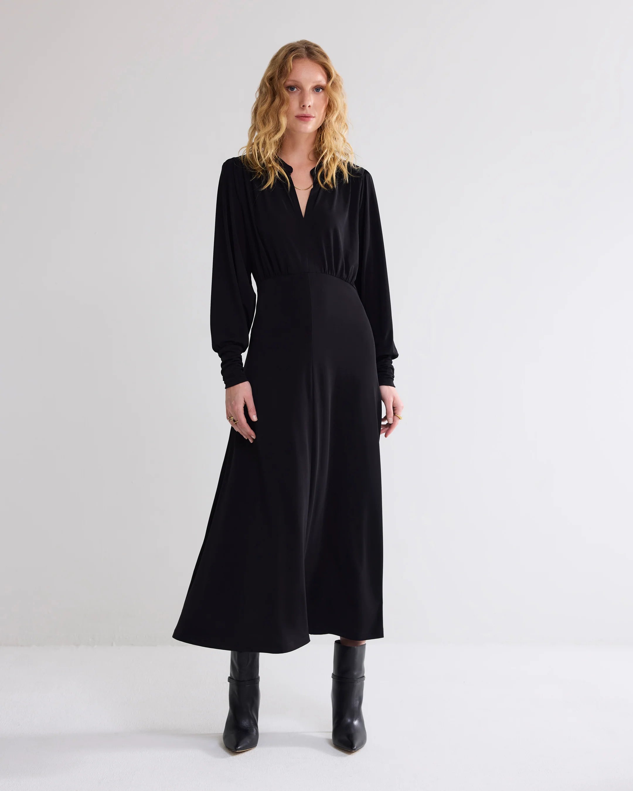 100% Viscose Black Crepe Jersey Dress  Dress