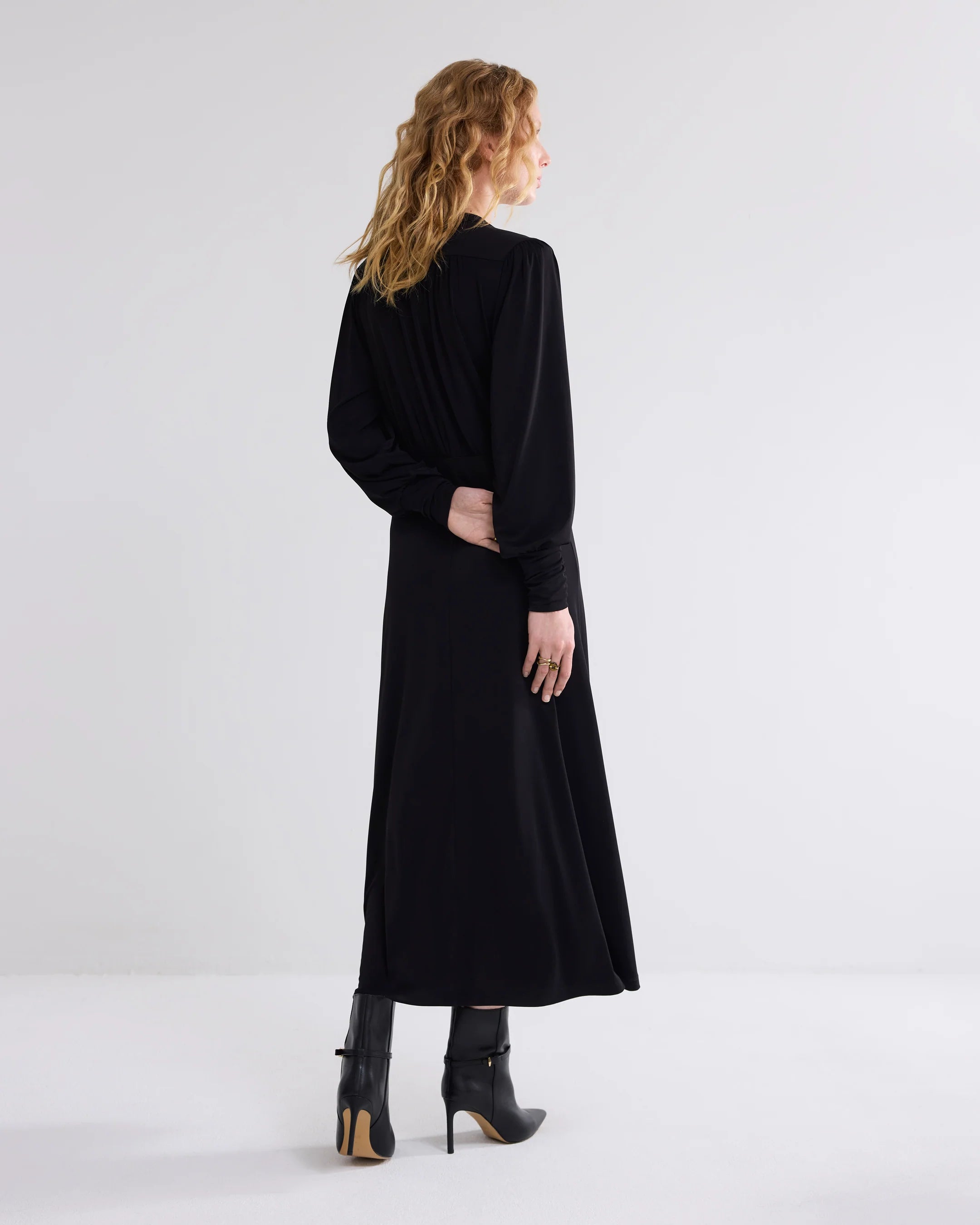 100% Viscose Black Crepe Jersey Dress  Dress