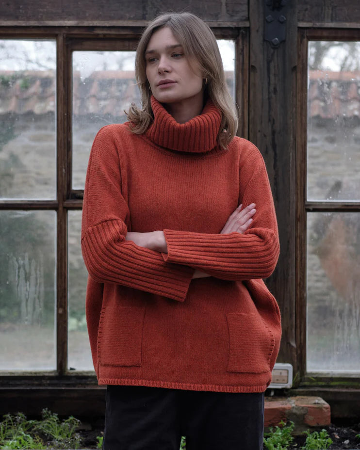 Adela 100% Merino Lambswool Jumper in Ember