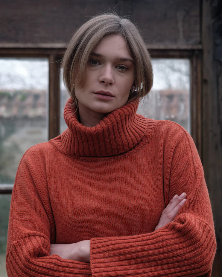 Adela 100% Merino Lambswool Jumper in Ember