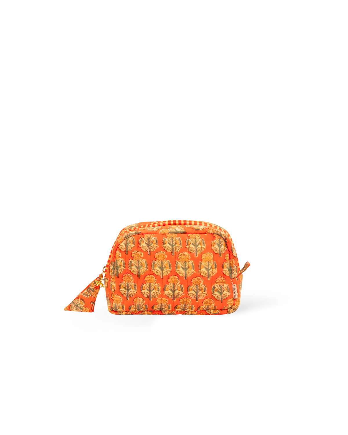 Hand Block Printed Quilted Makeup Bag - Amber Buta