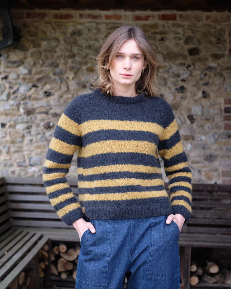 Force Five jumper in indigo and golden hay stripe