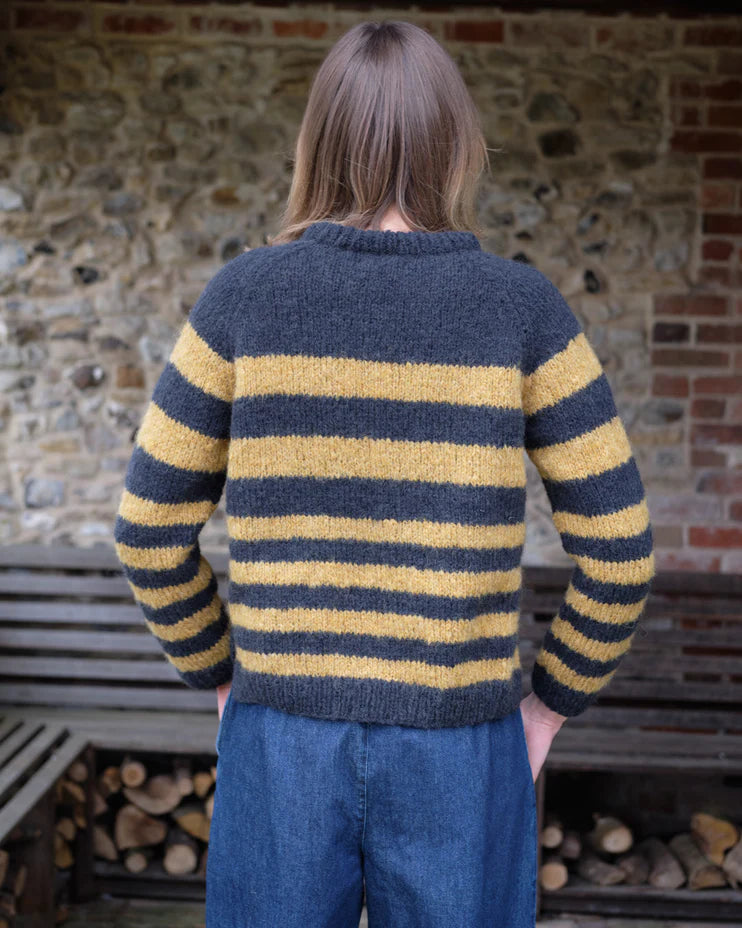 Force Five jumper in indigo and golden hay stripe