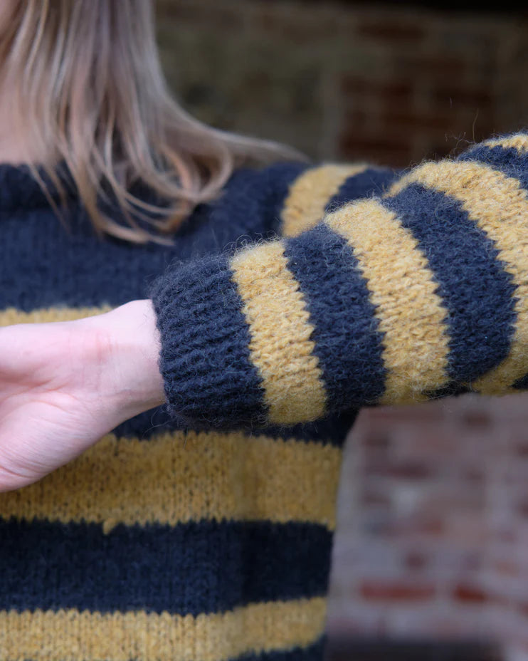 Force Five jumper in indigo and golden hay stripe