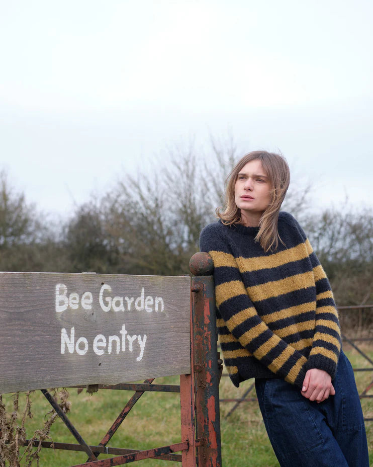 Force Five jumper in indigo and golden hay stripe