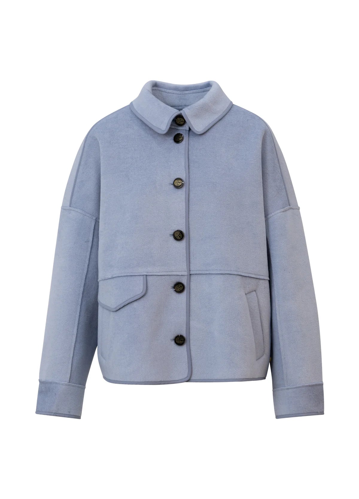 Short Wool Mix Jacket in Dusty Fog Blue