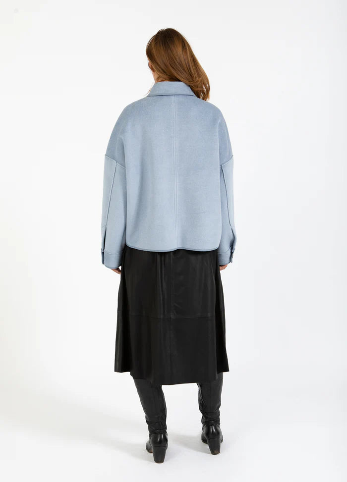 Short Wool Mix Jacket in Dusty Fog Blue