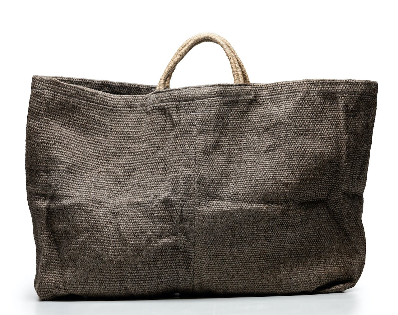 Extra large jute bag all grey with natural handle
