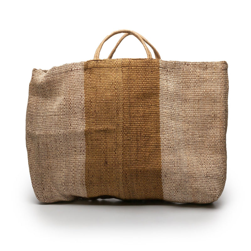 Extra Large Jute Bag with a Beige Stripe