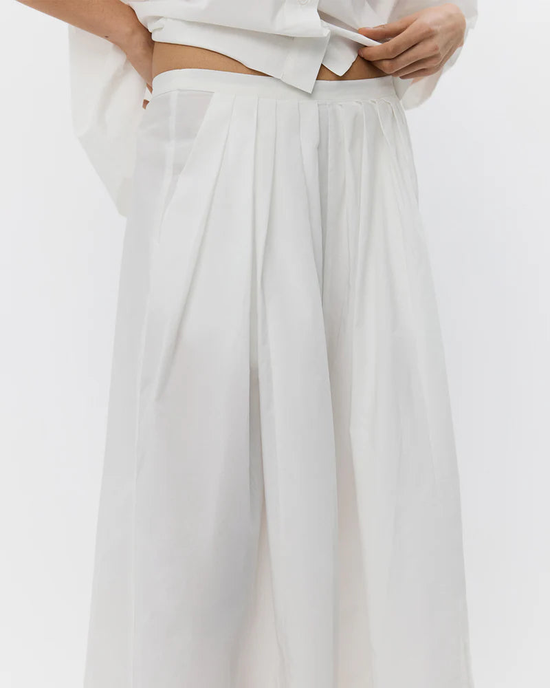 100% Cotton Kattia A-Line Flared Skirt in Bright White
