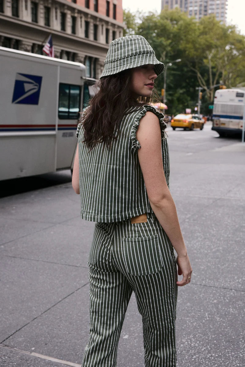 Pablo Waistcoat in Striped Khaki