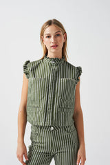 Pablo Waistcoat in Striped Khaki