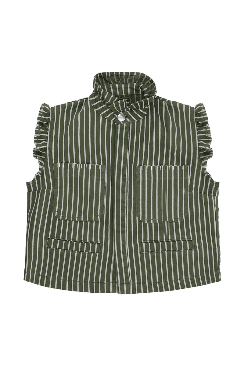 Pablo Waistcoat in Striped Khaki