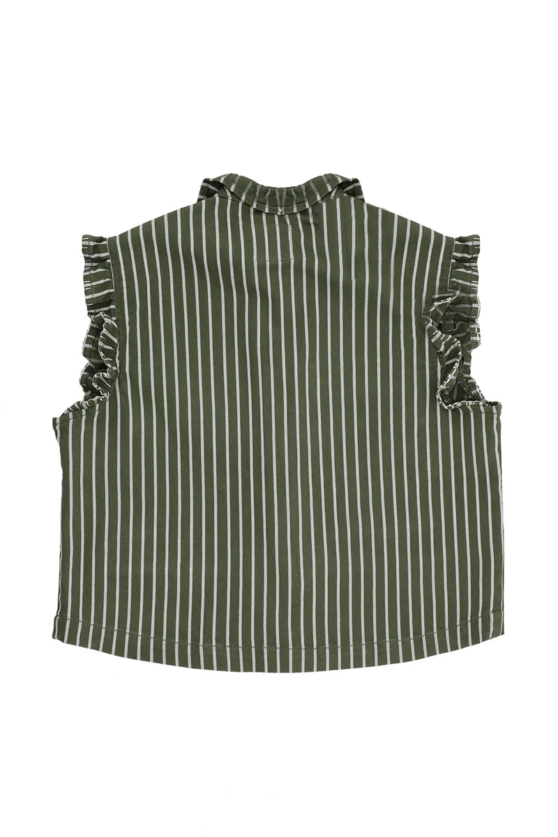 Pablo Waistcoat in Striped Khaki