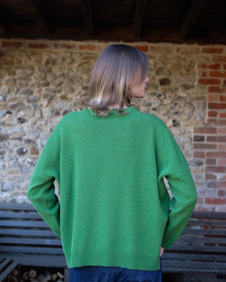 Layla Boxy Fit 100% Merino Lambswool Jumper in Watercress