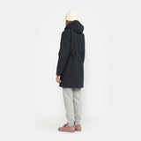 Cotton Padded Unisex Knee Length Parka Jacket in Dark Navy