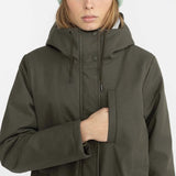 Cotton Padded Unisex Knee Length Parka Jacket in Olive Green