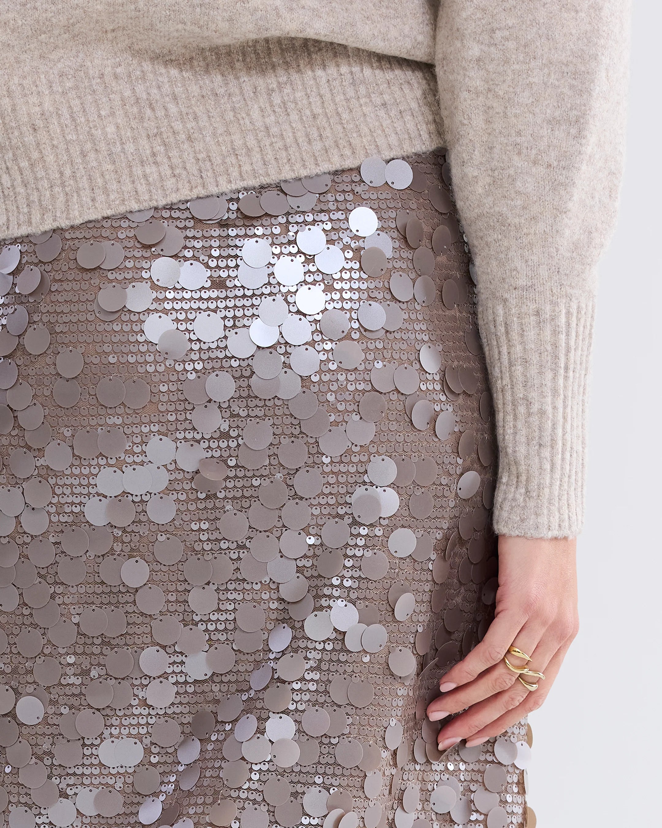 Lined Sequin Skirt