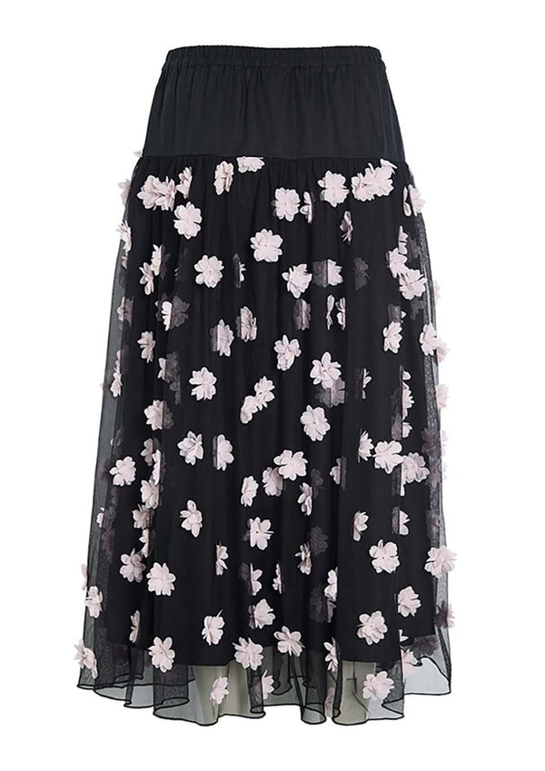 Blossom Mesh Skirt with pink flowers