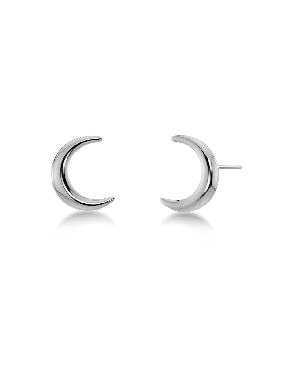 Small New Moon Studs in Stainless Steel