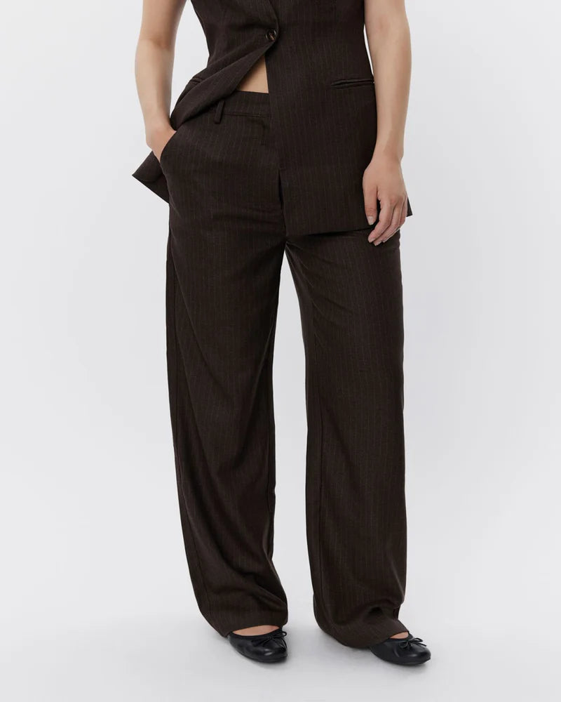 Brown Pinstripe Trousers