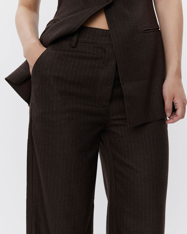 Brown Pinstripe Trousers