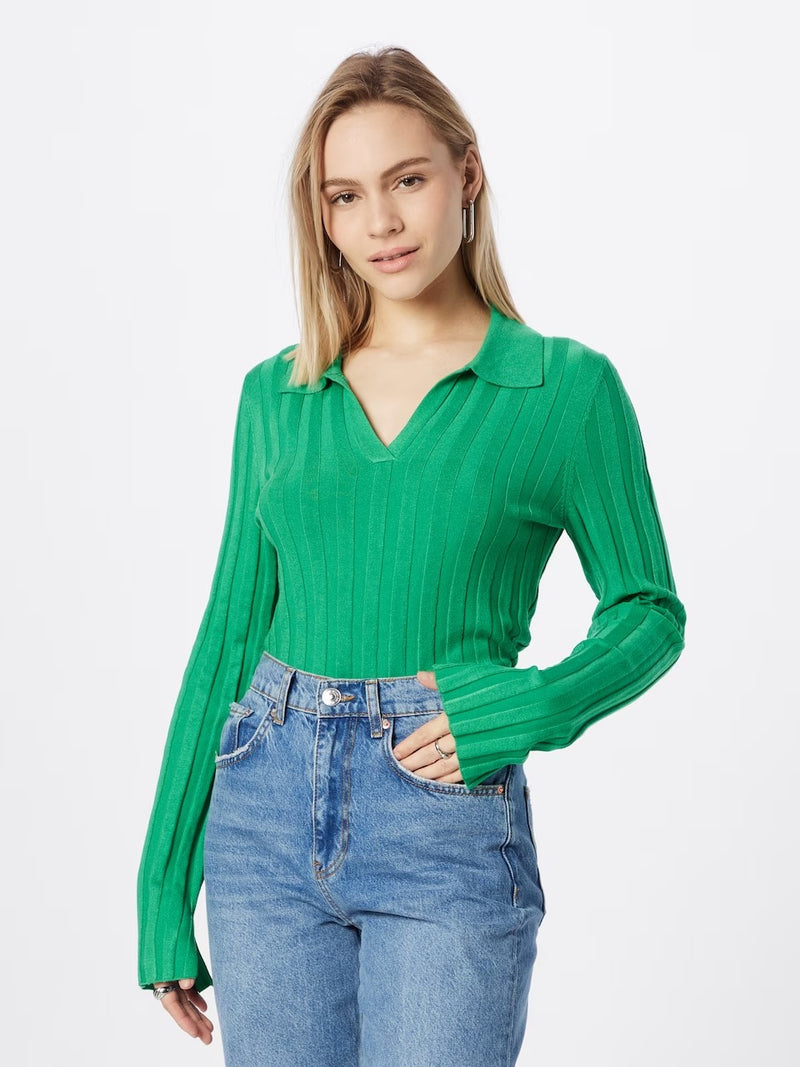 Valja polo sweater in grass green