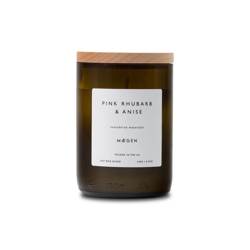 Green Glass Candle - Pink Rhubarb and Anise